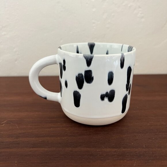 STUDIO ARHOJ Denmark Chug Mug Spot Black White Polka Dot Drips Copenhagen Design - Picture 3 of 15